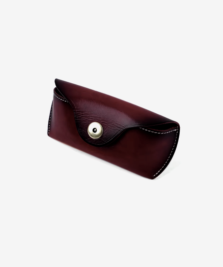 Red Brown Leather Sunglass Case